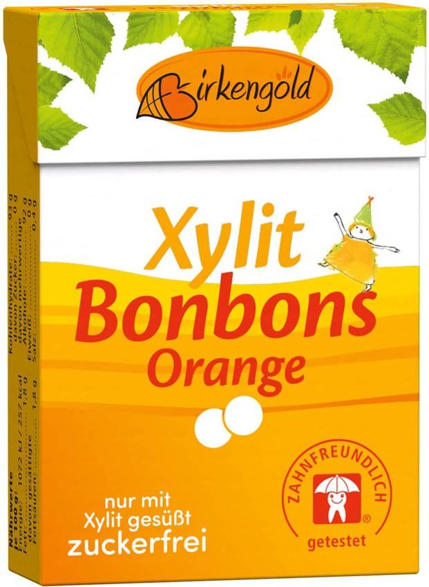 Bomboane cu Xylitol si Portocale, 30gr - Birkengold