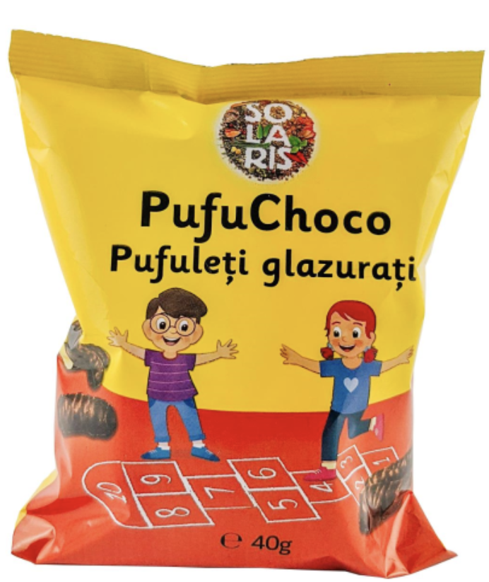 Pufuleti glazurati Pufu choco, 40g - Solaris