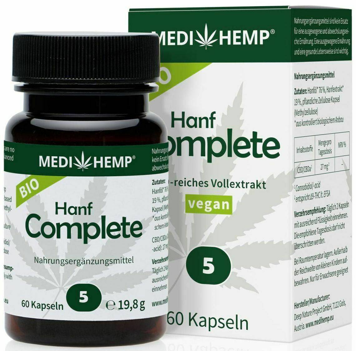 Hemp Complete Capsule cu CBD 5%, 60cps, Medihemp