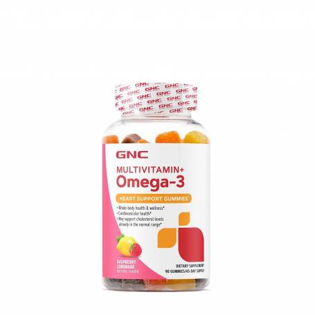 Jeleuri Cu Multivitamine Si Omega 3 Cu Aroma De Limonada De Zmeura, 90 Jeleuri - GNC