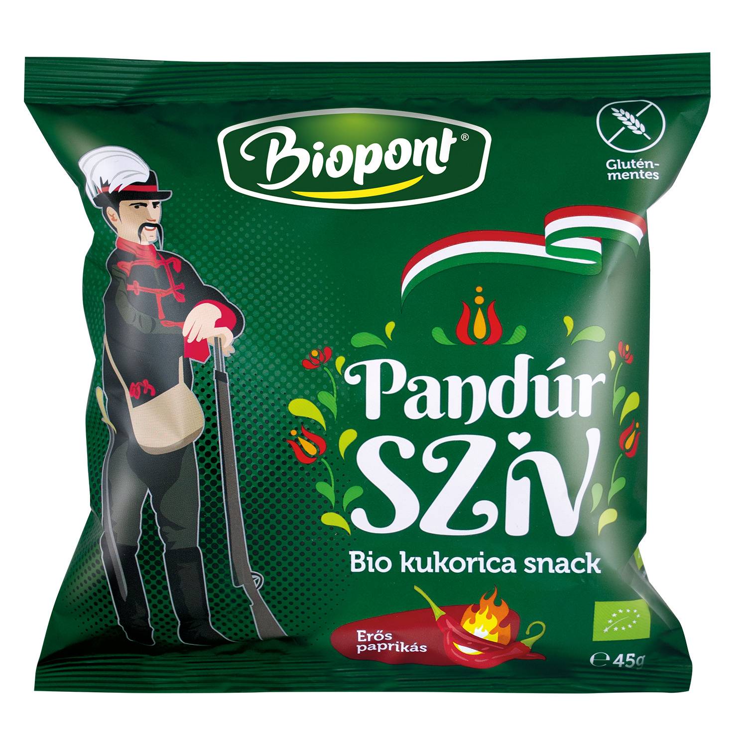 Snack din porumb cu ardei iute, fara gluten, eco-bio, 45g, Biopont