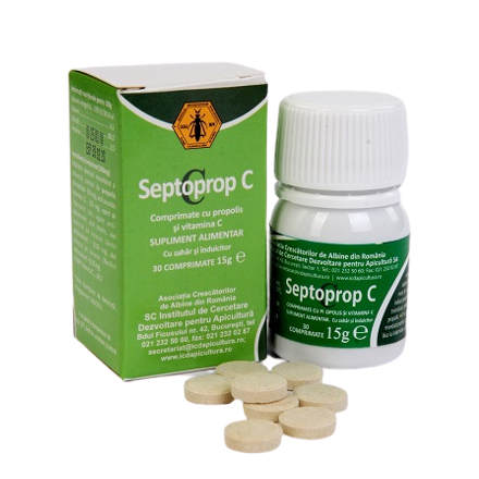 Septoprop C, propolis cu vitamina C, 30 comprimate - Institutul Apicol