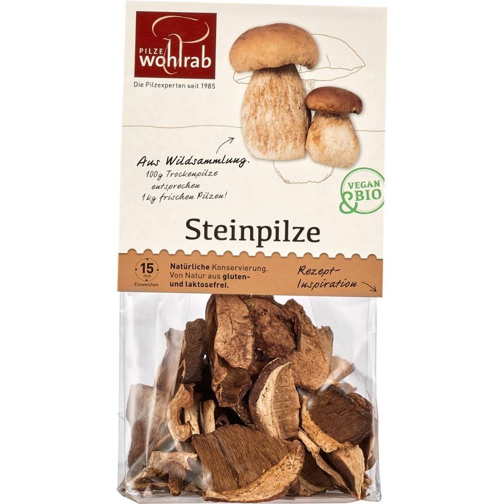 Ciuperci Hribi deshidratati, fara gluten si lactoza, eco - bio, 20 g, Wohlrab