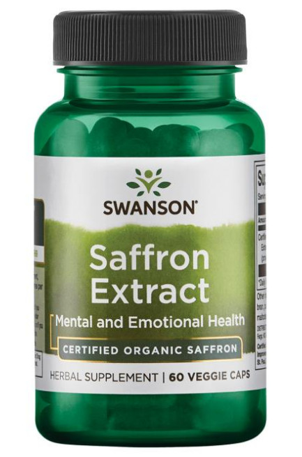 Saffron Extract 2% Safranal Certificat Organic, 30mg, 60 cps - Swanson