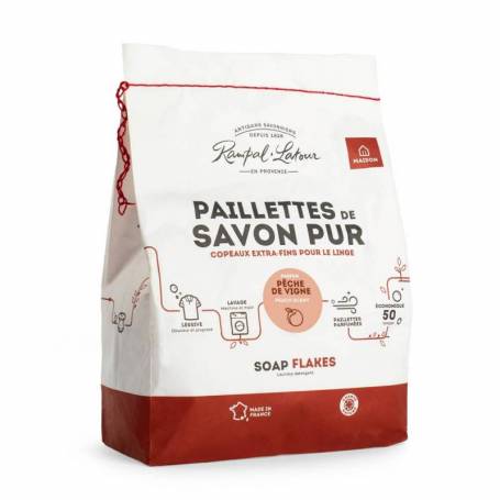 Fulgi de sapun de Marsilia pentru spalarea rufelor, Peche de Vigne, 750g - Rampal Latour