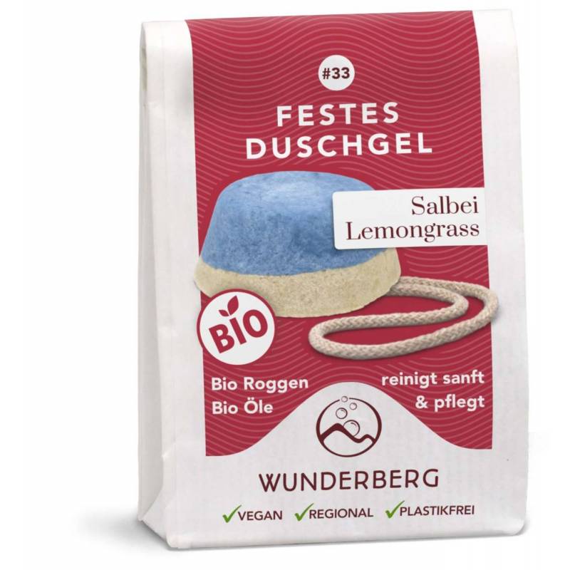 Gel de dus solid cu salvie si lemongrass, eco-bio, 80 g Wunderberg