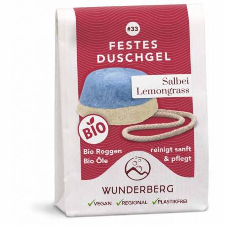 Gel de dus solid cu salvie si lemongrass, eco-bio, 80 g Wunderberg