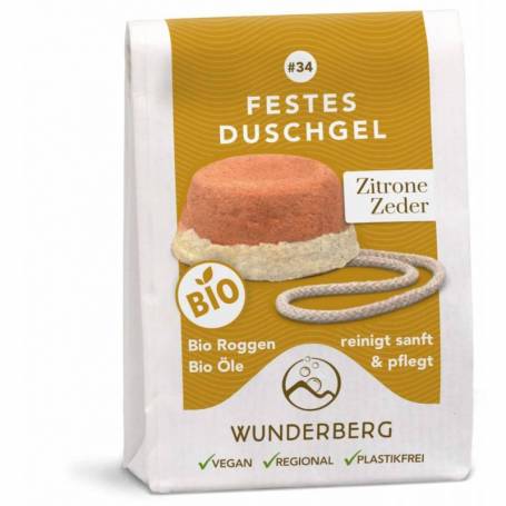 Gel de dus solid cu lamaie si cedru, eco-bio, 80 g, Wunderberg