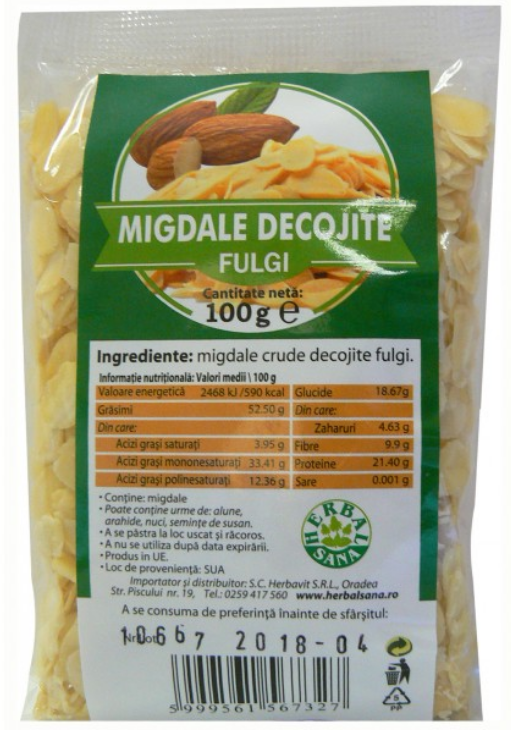 Fulgi Migdale Crude Decojite 100g - HERBAVIT