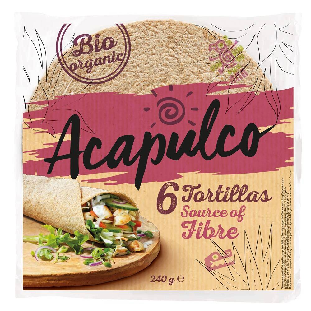 Lipii tortilla cu tarate de grau, eco-bio, 240 g, Acapulco