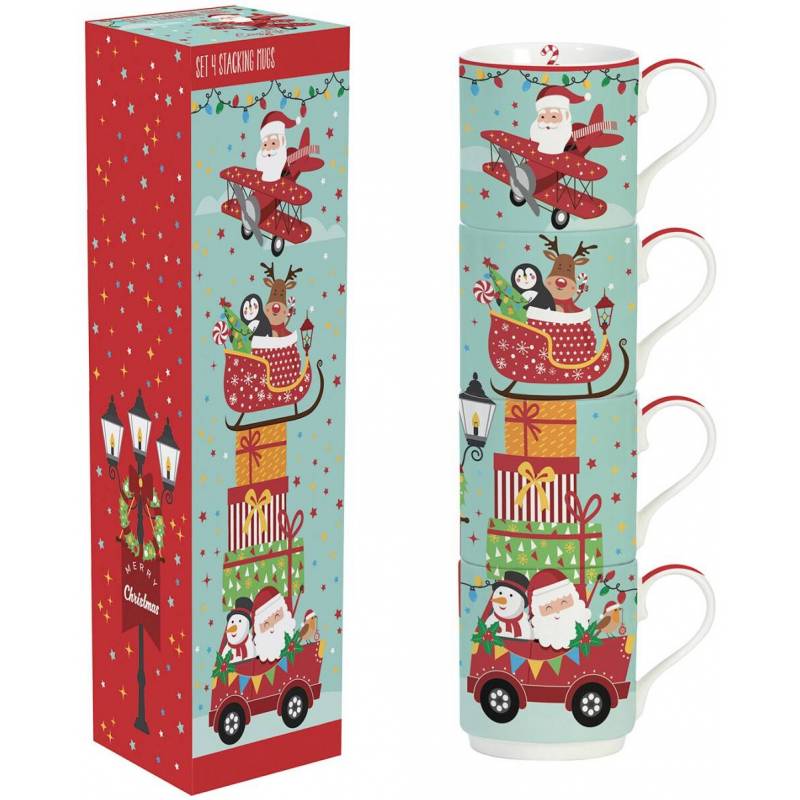 Set 4 cani de portelan, 0,275l, Santa`s Friends - Pronat