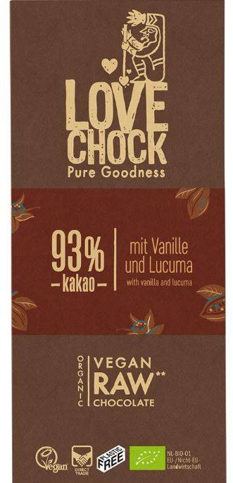 Ciocolata RAW VEGANA 93% cacao Eco-Bio 70g - Lovechock