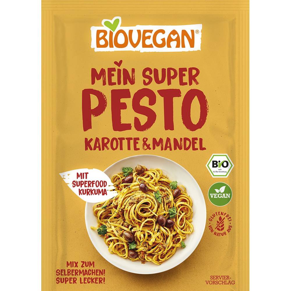 Mix vegan pentru pesto cu morcovi si migdale, fara gluten, eco-bio, 20 g, Biovegan