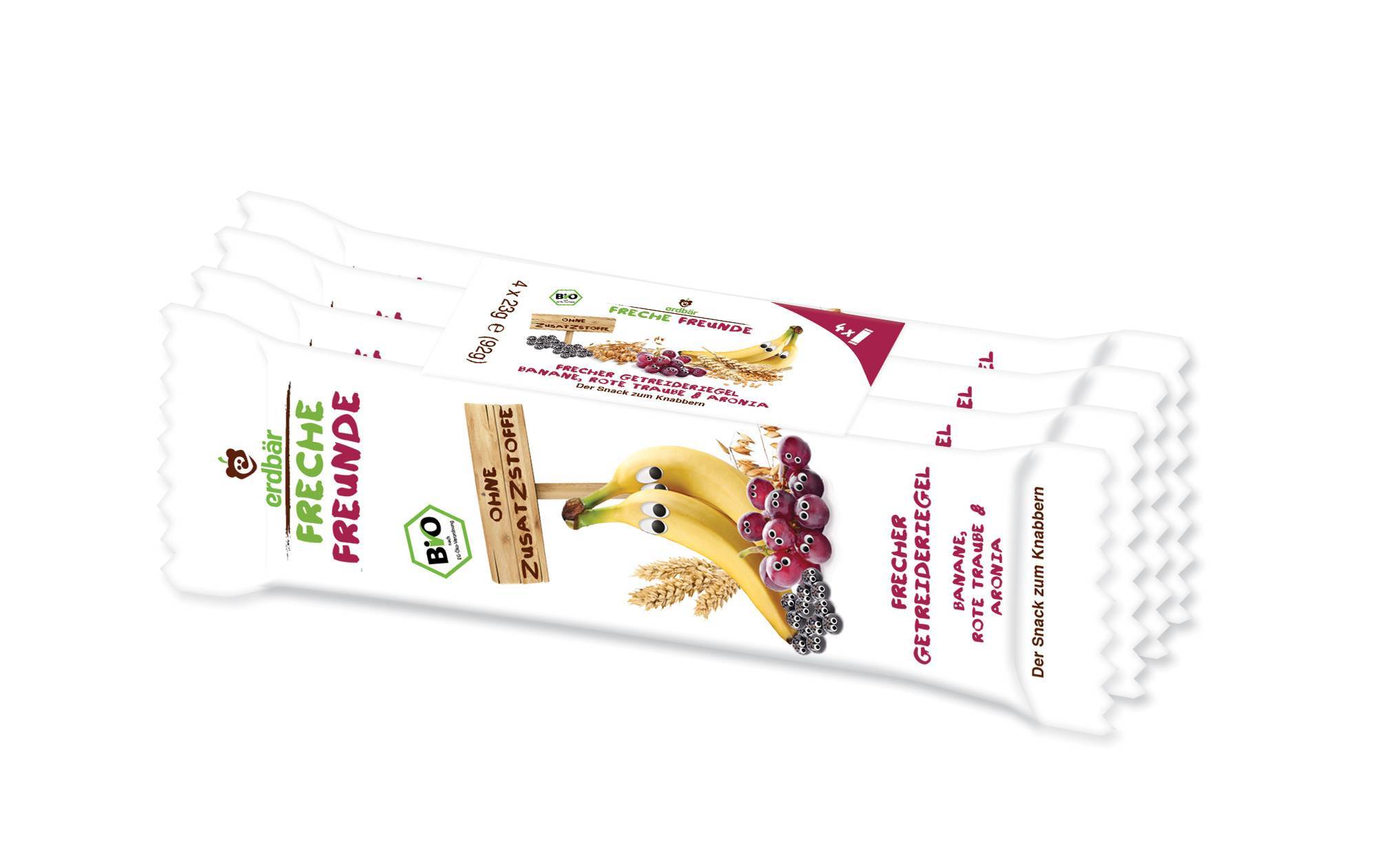 Baton de cereale cu banane, struguri si aronia eco-bio 4 x 23g - Erdbar