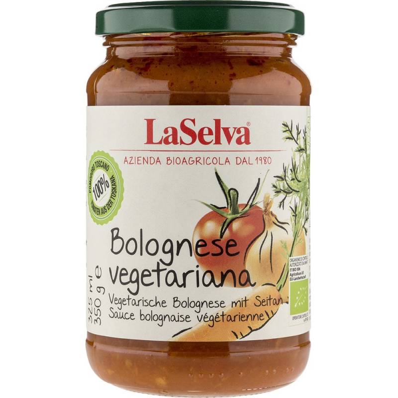 paste bolognese reteta cu sos la borcan Sos bolognese vegetarian cu seitan, eco-bio, 350 g, LaSelva