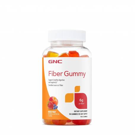 Jeleuri Cu Fibre Cu Aroma De Fructe Asortate, Fiber Gummy 90 Jeleuri - GNC