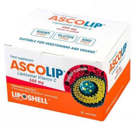 VITAMINA C LIPOZOMAL Cu aroma de cirese 500mg 30 plicuri - ASCOLIP