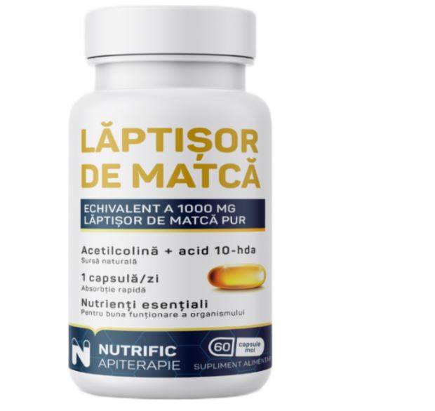 Laptisor de matca 1000mg, 60 capsule moi - Nutrific