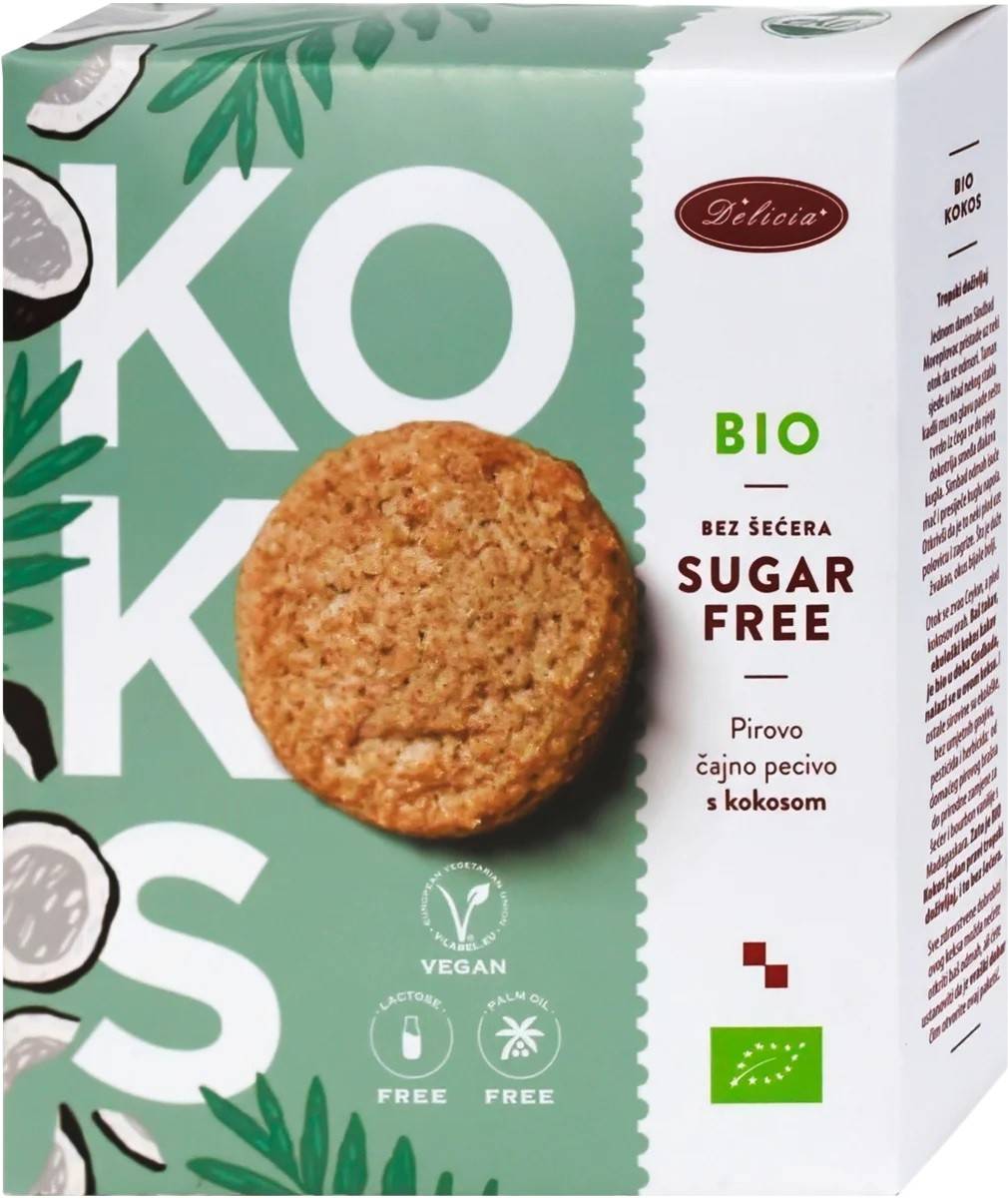 Biscuiti KOKOS fara zahar din faina spelta cu nuca de cocos Eco-Bio 135g - Delicia