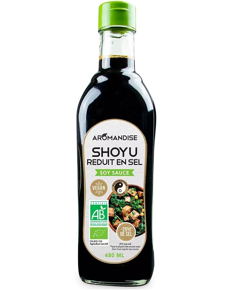 Sos de soya Shoyu cu continut redus de sare, eco-bio, 480ml - Aromandise