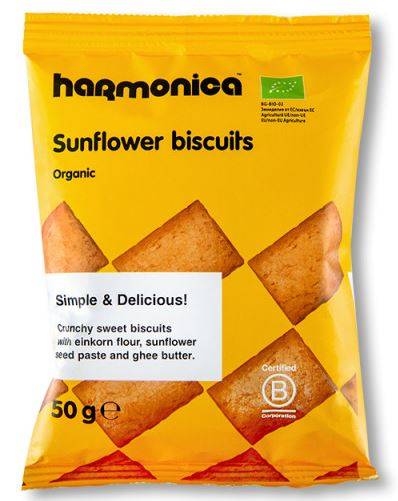 BISCUITI CU PASTA DE FLOAREA SOARELUI Eco-Bio 50g - HARMONICA