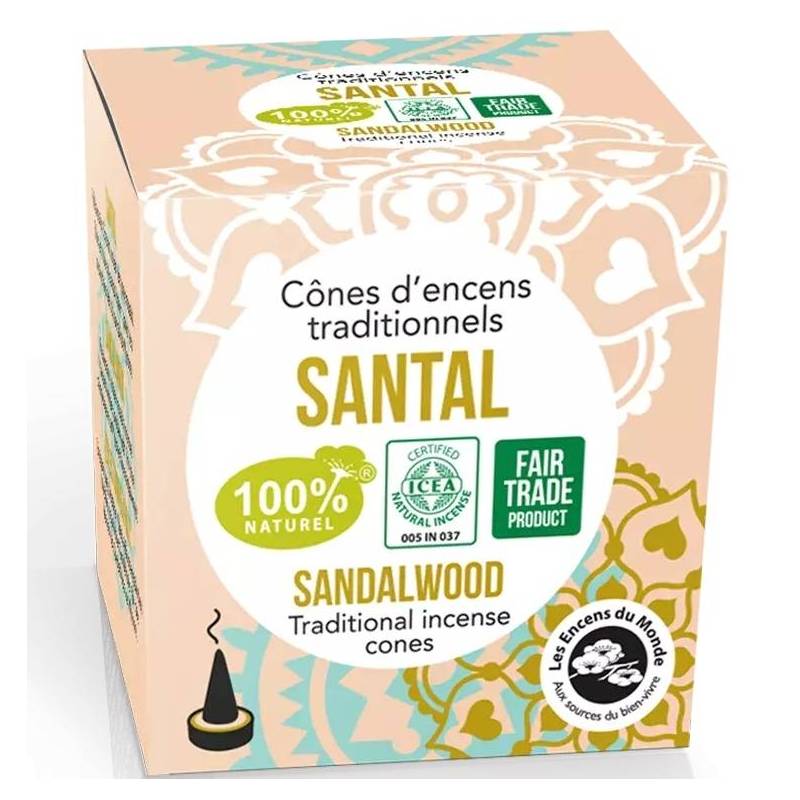 Conuri parfumate naturale Santal, indiene 12 bucati - Aromandise