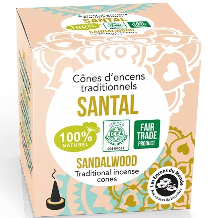 Conuri parfumate naturale Santal, indiene 12 bucati - Aromandise