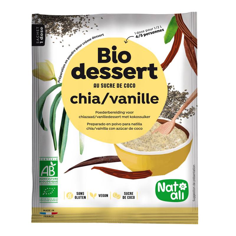 Desert cu chia si vanilie, eco-bio, 40 g, Nat-ali