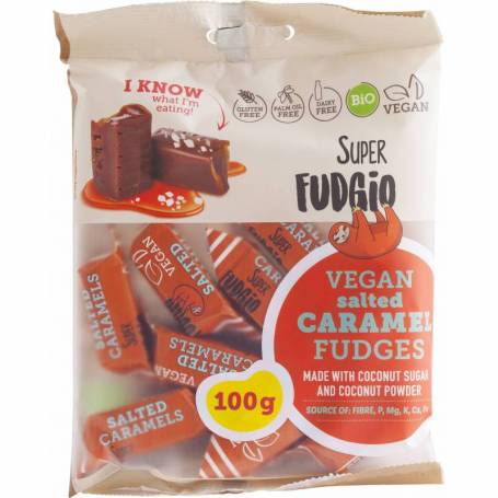 Caramele cu aroma de caramel sarat, eco-bio, 100 g, Super Fudgio