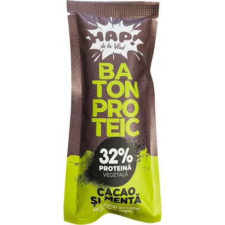 Baton proteic cu cacao si menta, 32% proteine, raw vegan, 45g - Tata Vlad