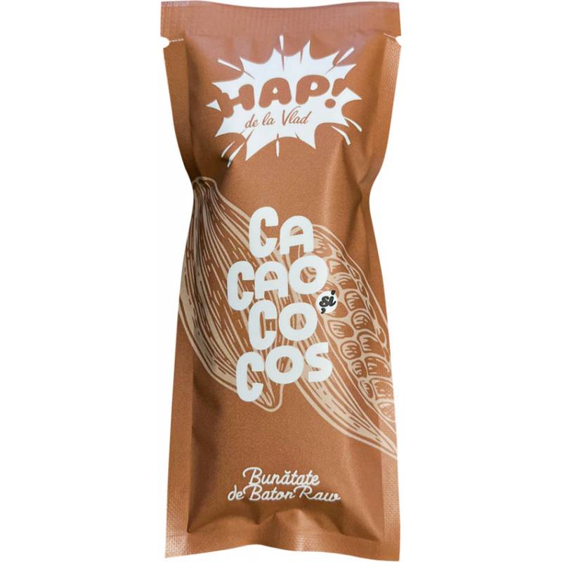 Baton cu cacao si cocos, raw vegan, 45g -HAP! de la Vlad