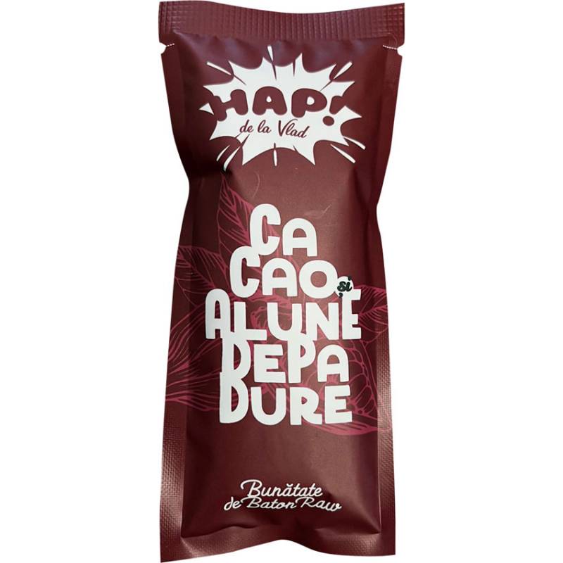 Baton cu cacao si alune de padure, raw vegan, 45g -HAP! de la Vlad