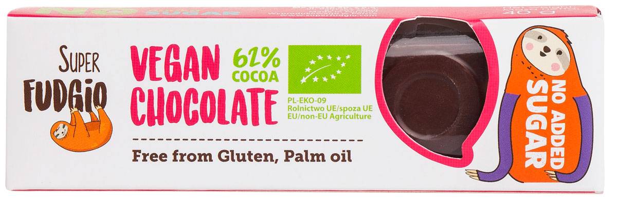 Baton de ciocolata vegana fara gluten, Eco-Bio 40g - Super Fudgio