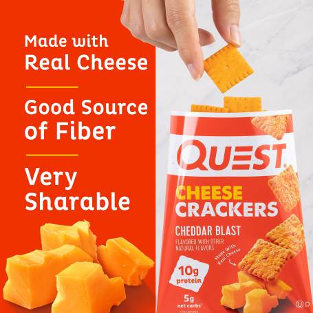 Quest Cheese Crackers, Biscuiti Proteici Cu Cascaval, 30 g, GNC