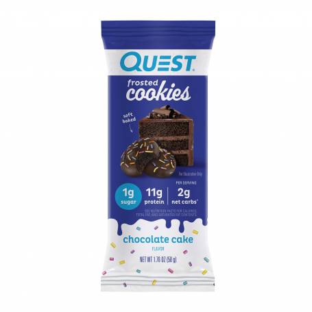 Quest Frosted Cookies, Biscuiti Proteici Cu Aroma De Prajitura Cu Ciocolata, 50 G, GNC