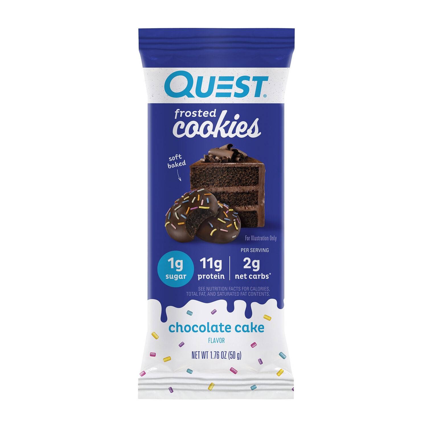 Quest Frosted Cookies, Biscuiti Proteici Cu Aroma De Prajitura Cu Ciocolata, 50 G, GNC