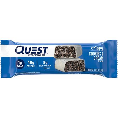 Quest Hero Crispy Baton Proteic Cu Aroma De Biscuiti Cu Crema, 52 G, GNC