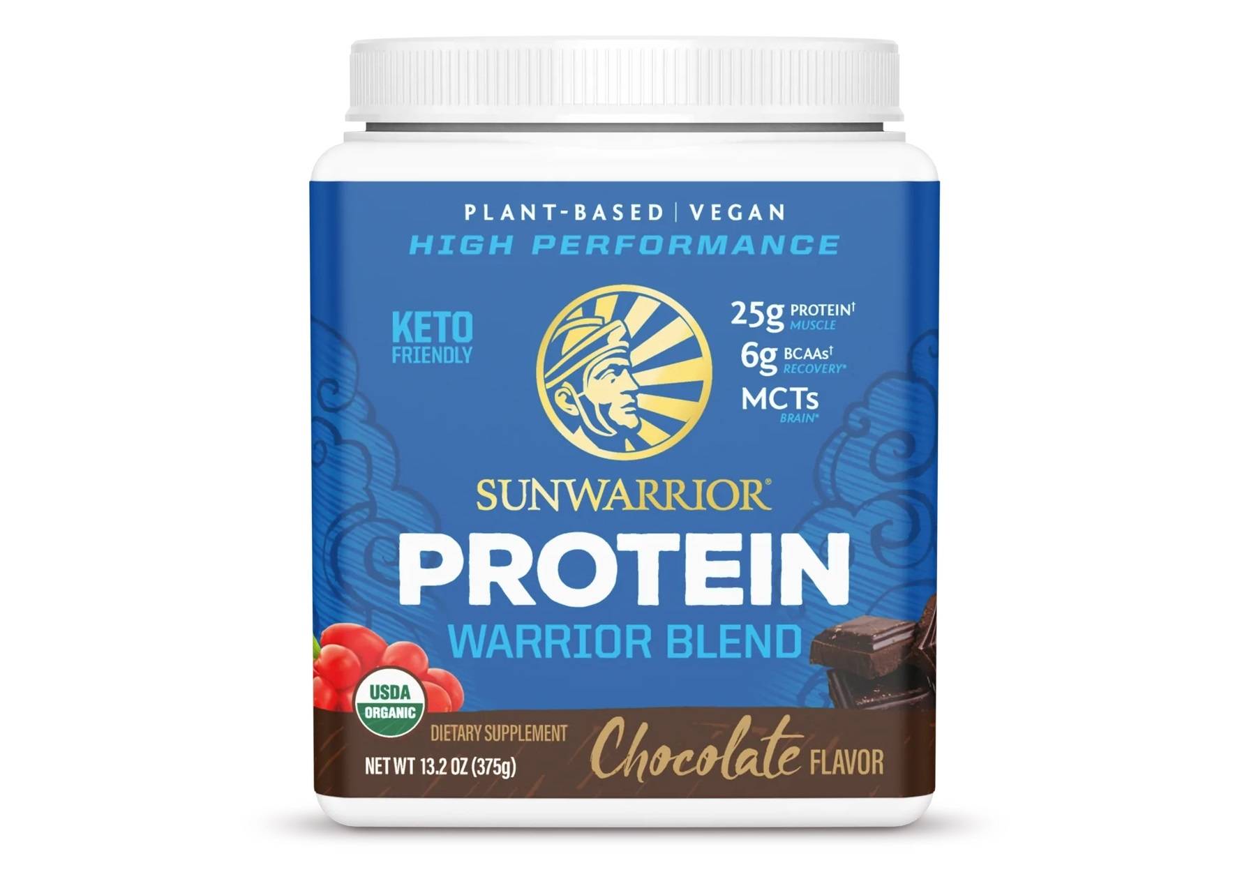 Sunwarrior Plant-based Organic Protein, Proteina Organica Vegana, Cu Aroma De Ciocolata, 375 G, GNC