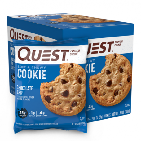 Quest Protein Cookie, Biscuite Proteic, Cu Aroma De Bucati De Ciocolata, 59 g, GNC