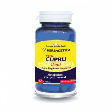 Cupru Forte, creste nivelul de energie, 60 capsule, Herbagetica