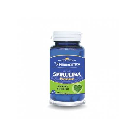 Spirulina Premium, asigura imunitate si vitalitate organismului, 60 capsule, Herbagetica