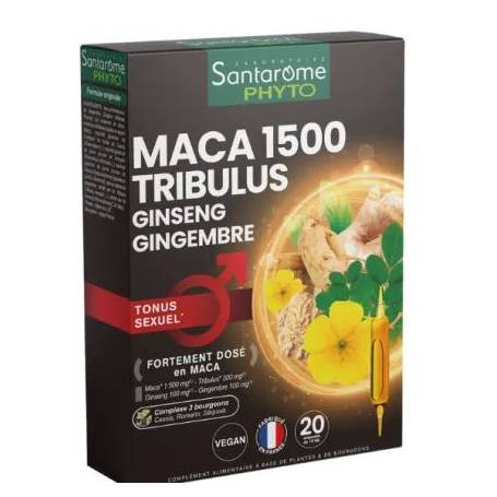 Maca 1500 Tribulus Phyto, 20 fiole x 10 ml - Santarome