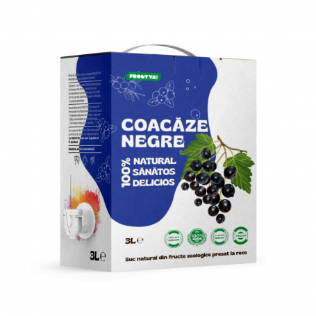 Suc de coacaze negre, suc pur 100 %, 3 litri, FROOTYA