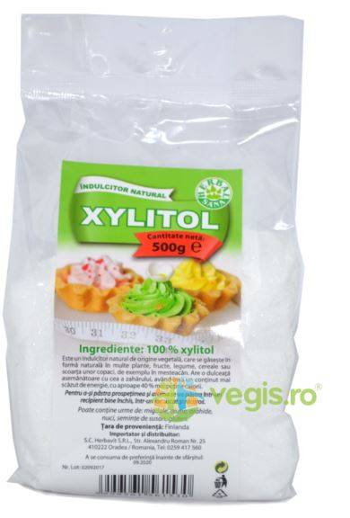 Xylitol (Xilitol) Indulcitor Natural, 500g - HERBAVIT