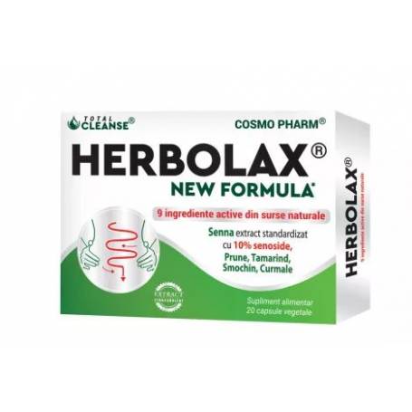 Herbolax New Formula,sustine functia tractului intestinal, 20cps vegetale - Cosmopharm