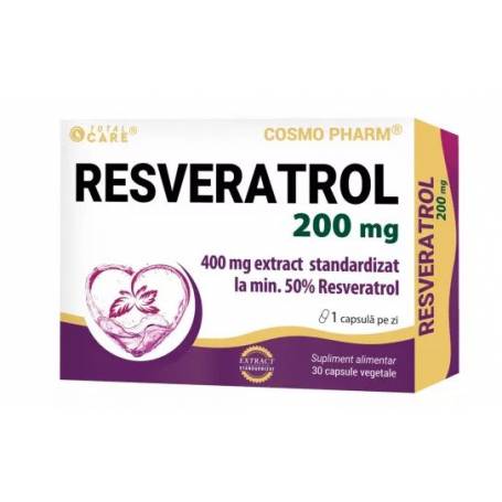 Resveratrol 200 mg,contribuie la sistemul cardiovascular , 30cps - Cosmo Pharm