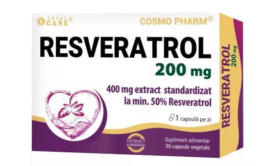 Resveratrol 200 mg,contribuie la sistemul cardiovascular , 30cps - Cosmo Pharm