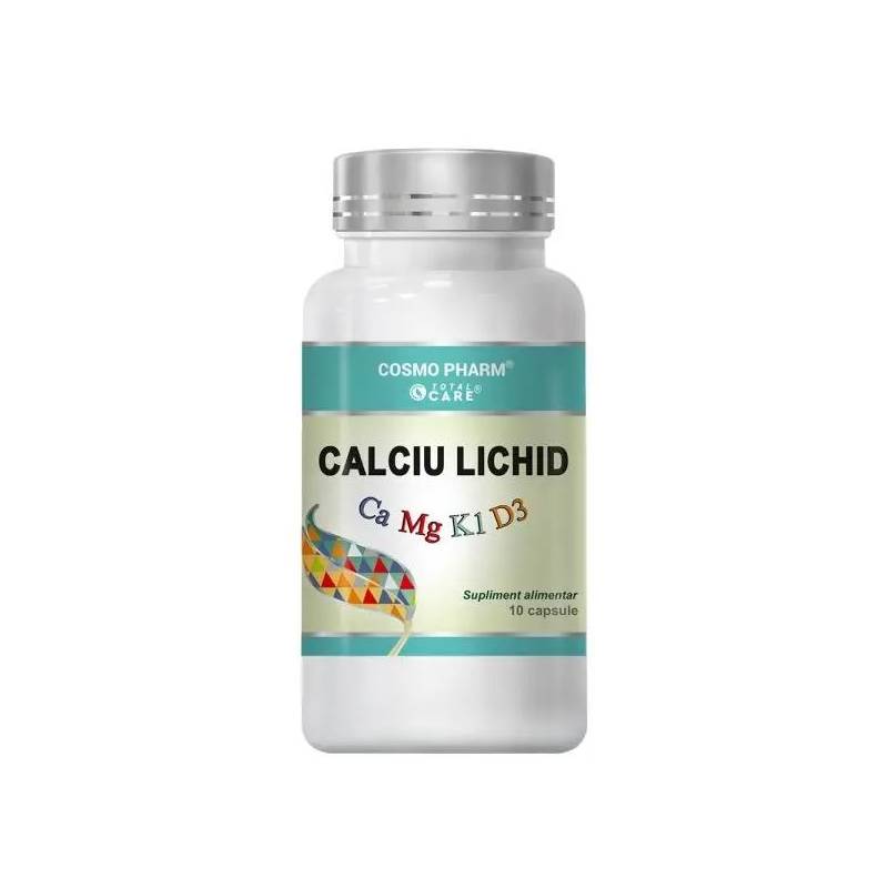 CALCIU LICHID cu Magneziu, Vitamina K1 si D3, 10 Capsule - COSMO PHARM