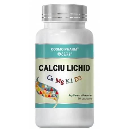 CALCIU LICHID cu Magneziu, Vitamina K1 si D3, 10 Capsule - COSMO PHARM