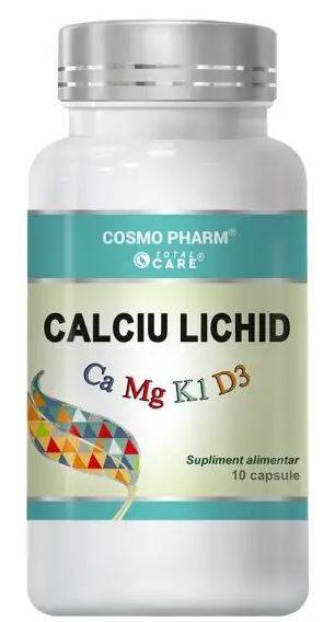 CALCIU LICHID cu Magneziu, Vitamina K1 si D3, 10 Capsule - COSMO PHARM